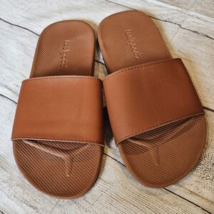 Feelgoodz Size Large Women's Burnt Orange Comfort Slides Casual House Shoes